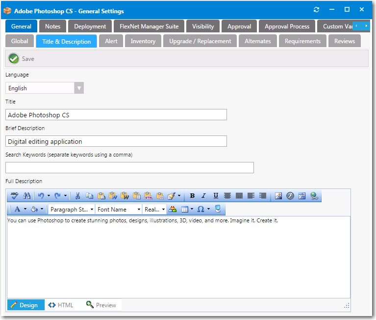 Catalog Item Properties Dialog Box / General &gt; Title &amp; Description Tab