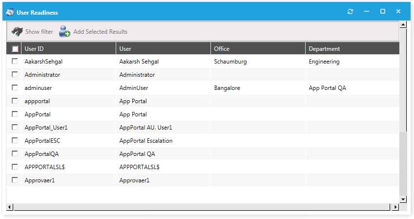 Add Users Wizard / User Readiness Panel