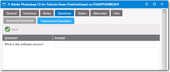 Request Details View / Questions Tab / Unanswered Questions Subtab