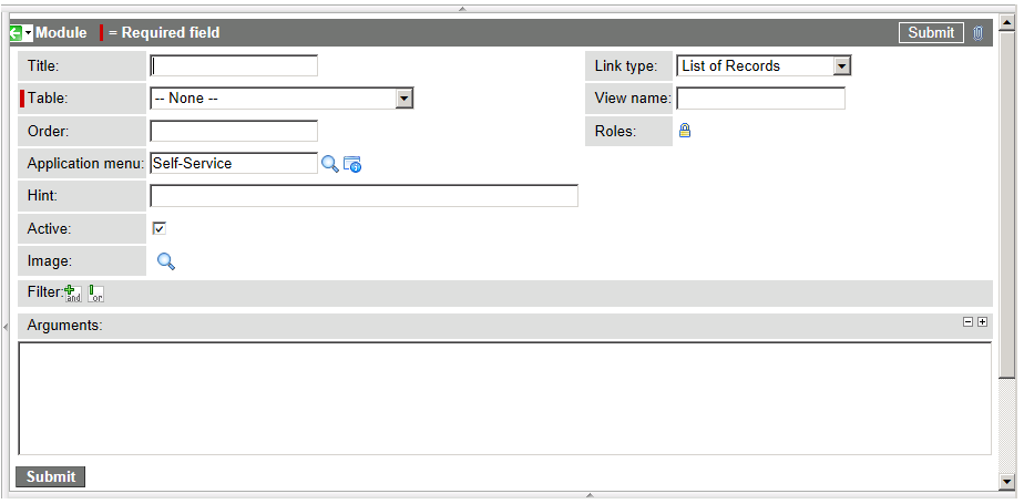 ServiceNow New Module view