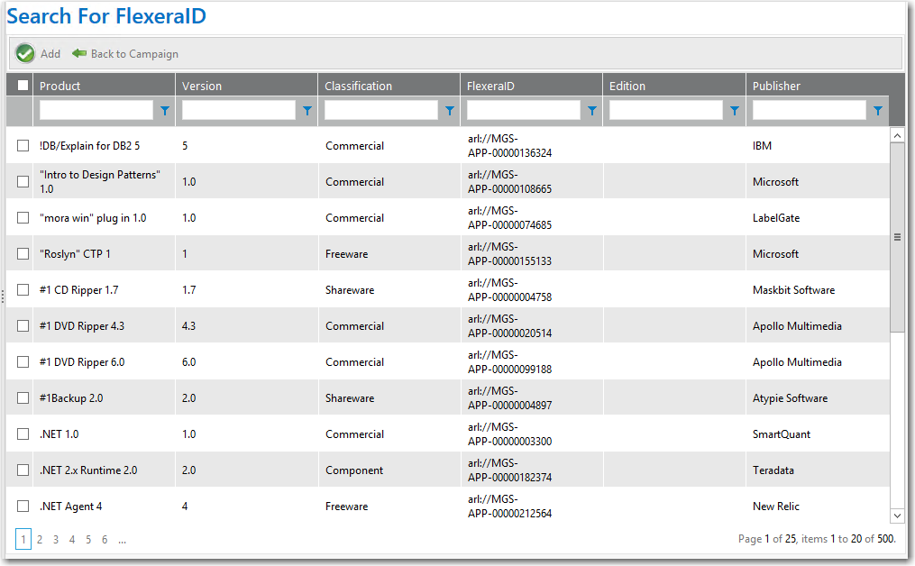 Add FlexeraID From Applications Discovered in FNMS View
