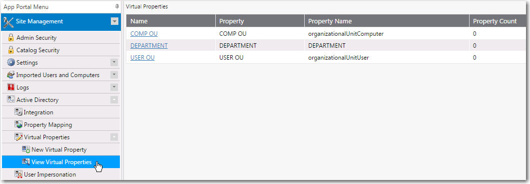 View Virtual Properties Subview