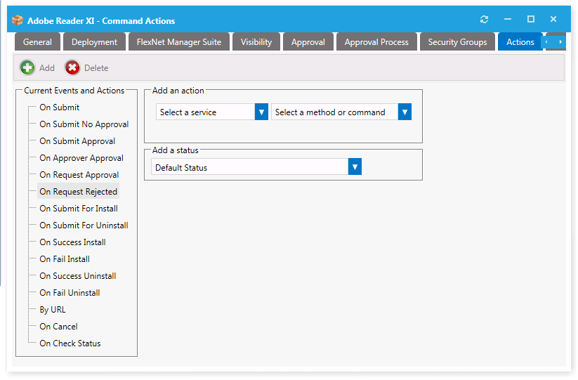 Catalog Item Properties Dialog Box / Actions Tab