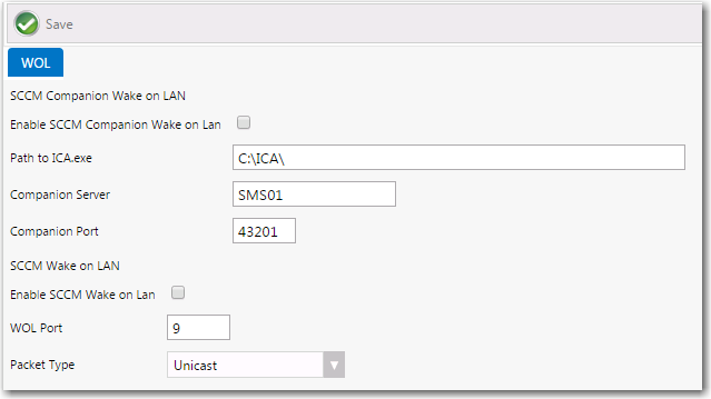 Settings > Wake On Lan View